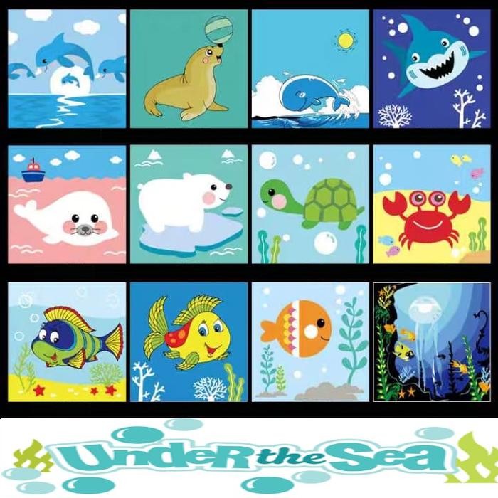 

Painting by Number Children Canvas Under the Sea/ Alat Set Kanvas Lukis Anak Versi Hewan Laut Frame