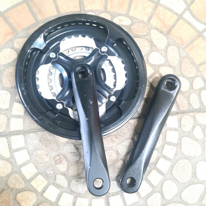CRANK GIR SEPEDA MTB 3 SUSUN 48T BLACK ALLOY - BESI / CRANK SEPEDA