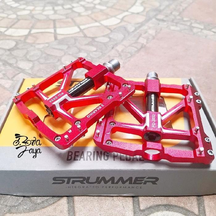 PEDAL SEPEDA MTB ALLOY BEARING STRUMMER 2033 MERAH sparepart sepeda termurah