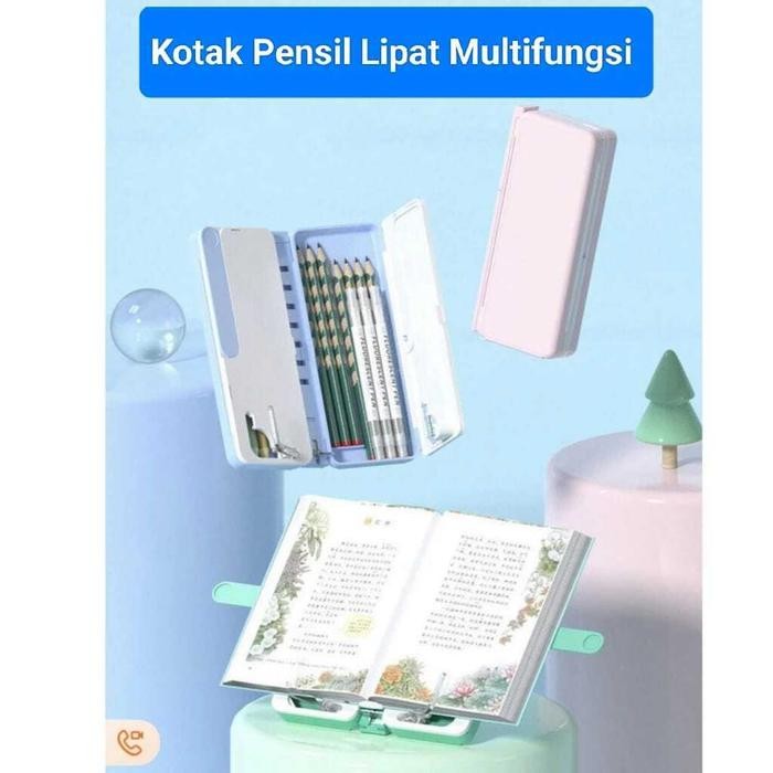 

Kotak Pensil Lipat Multifungsi Dengan Papan Tulis Dan Tatakan Buku / Pencil Case Anak Sekolah /