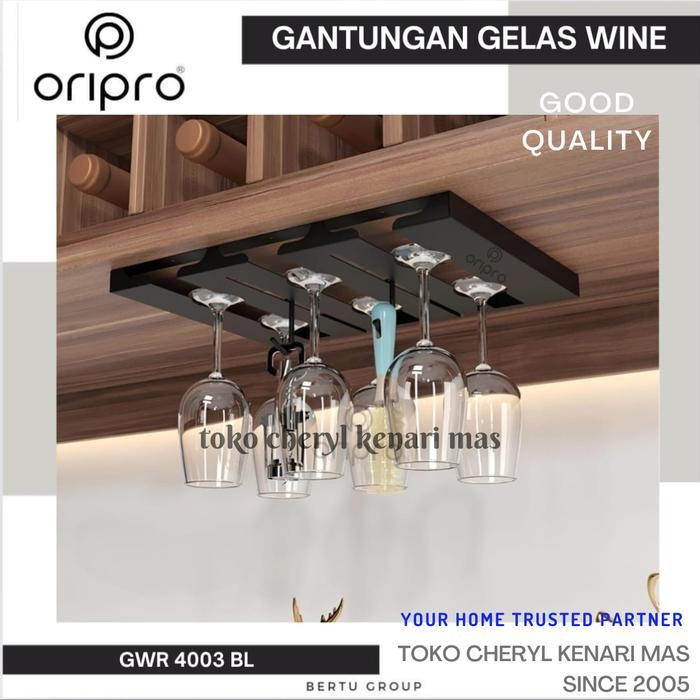GANTUNGAN GELAS WINE 2 BARIS RAK GELAS GANTUNG HITAM BLACK 3 4 BARIS