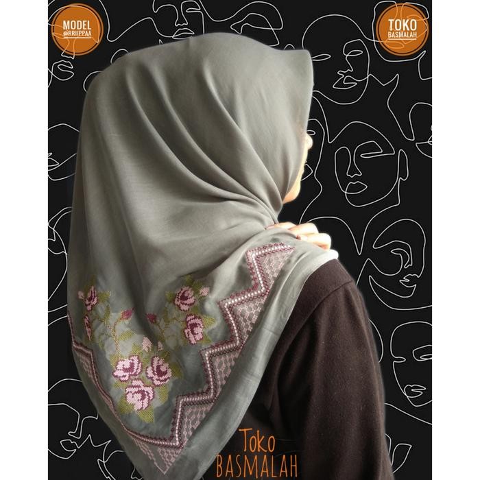 (Allthebest) Hijab Bordir Strimin Pagar Khas Bukittinggi