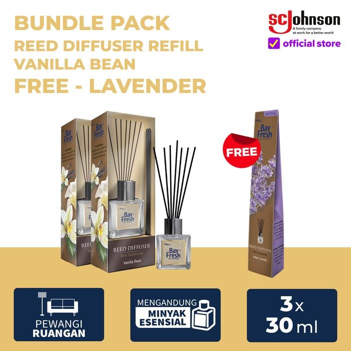 [Bundle Pack] - Bayfresh Reed Diffuser Regular + Bayfresh Reed Diffuser Refill - Lavender