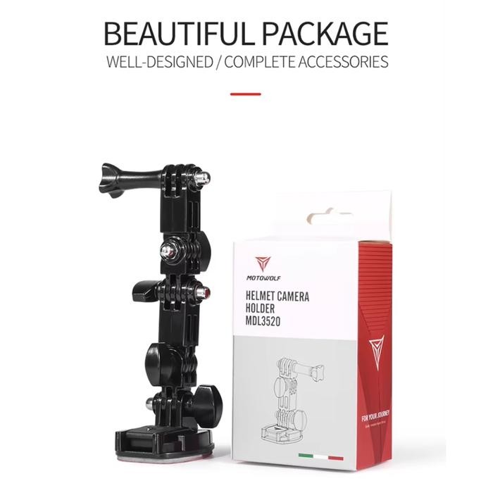 Cuci Gudang Motowolf MDL3520 Braket Kamera GoPro Helm Sepeda Motor Action Camera Holder Motorcycle