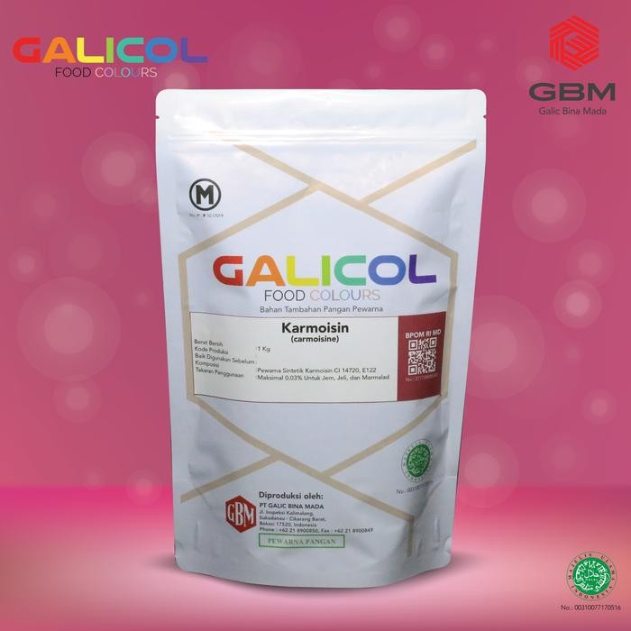 

Pewarna Makanan Karmoisin Merk Galicol CI 14720 - Packaging 1Kg