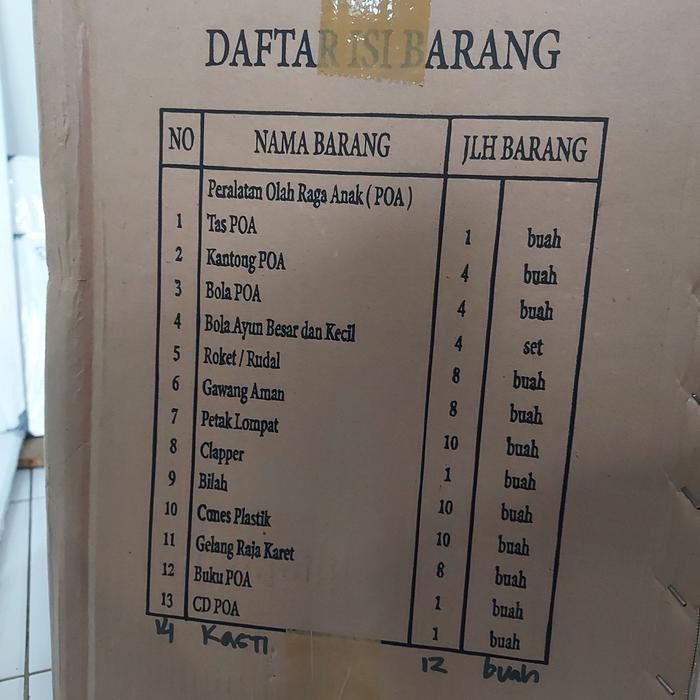 PERALATAN ATLETIK KIDS 1 SET KOMPLIT