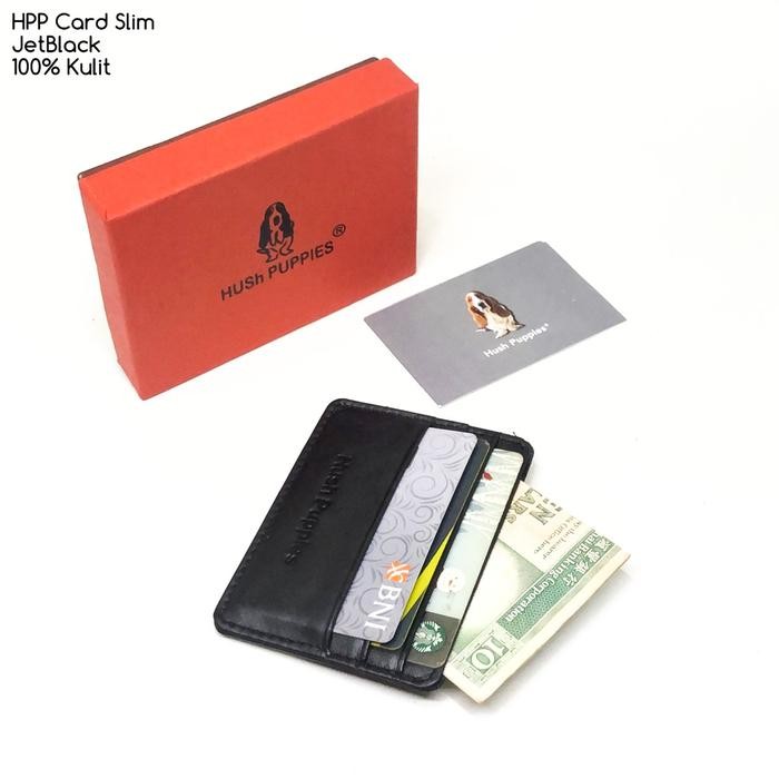 dompet kulit hushpuppies slim jetblack dompet kartu dompet card