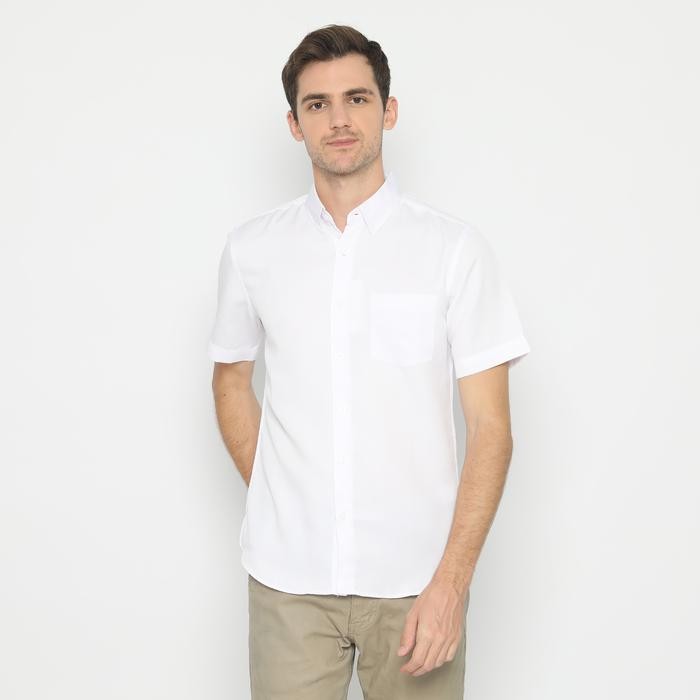 NEW Platini Kemeja Polos Putih Pendek Polinosic 63014