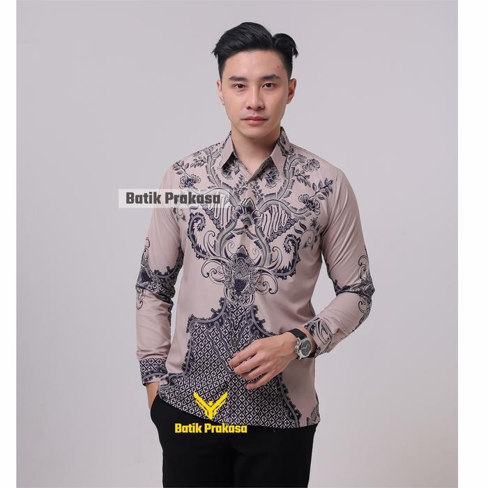 NEW [Beli Lokal] Kemeja Batik Prakasa Motif Bara Slimfit Lengan Panjang Batik Solo