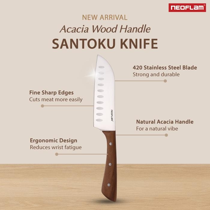 Neoflam Acacia Pisau Dapur Santoku Knife / Pisau Serbaguna