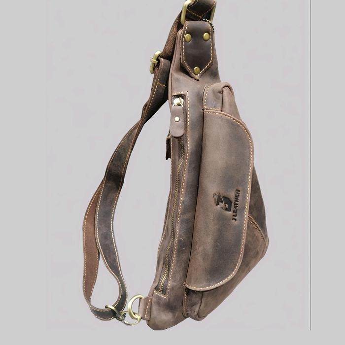 tas slingbag,weistbag pria kulit asli crazy horse