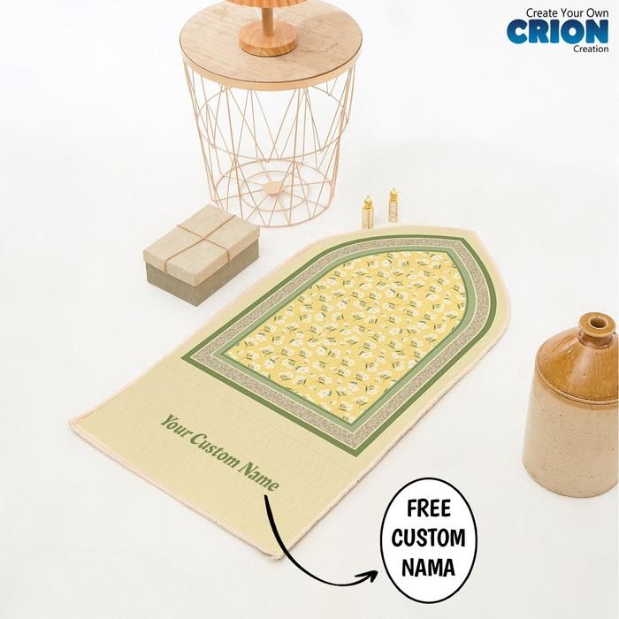 (Allthebest) Sajadah kubah dewasa tebal dengan bulu halus motif flower - bisa custom nama - by Crion