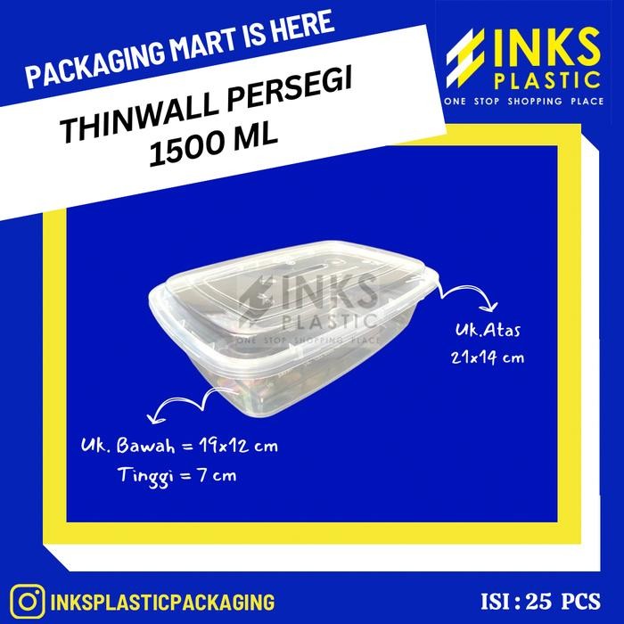 THINWALL 1500 ML PERSEGI PANJANG RECTANGLE (25 PCS)