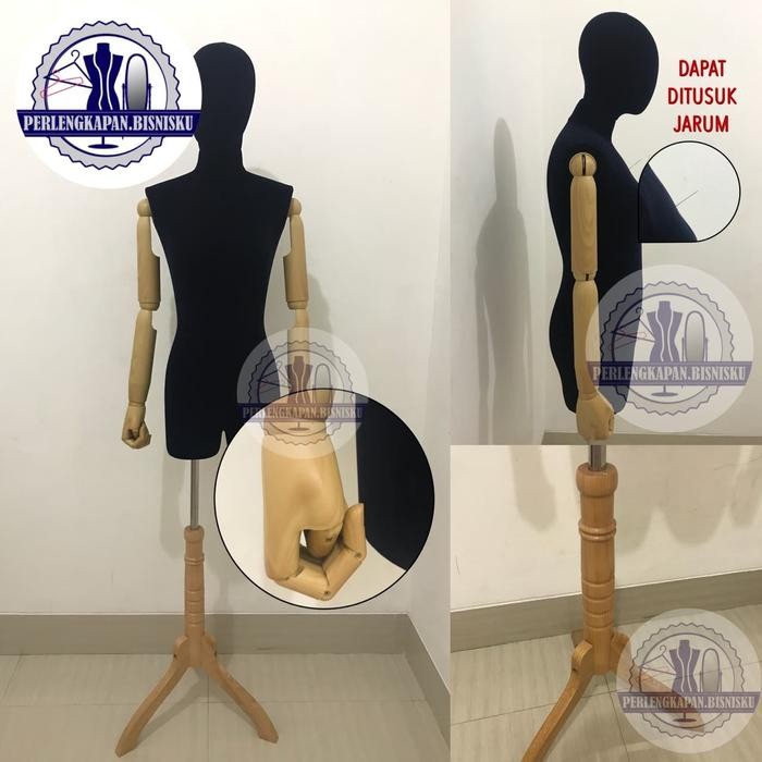Manekin Tangan Kayu (Kepala Foam)
