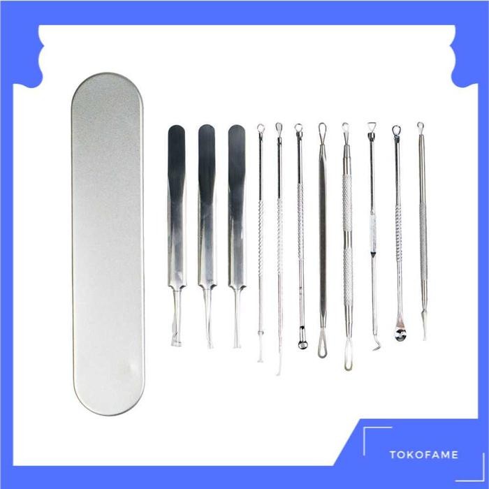 Set Alat Perawatan Wajah Pinset Komedo Jerawat Stainless Steel Lengkap