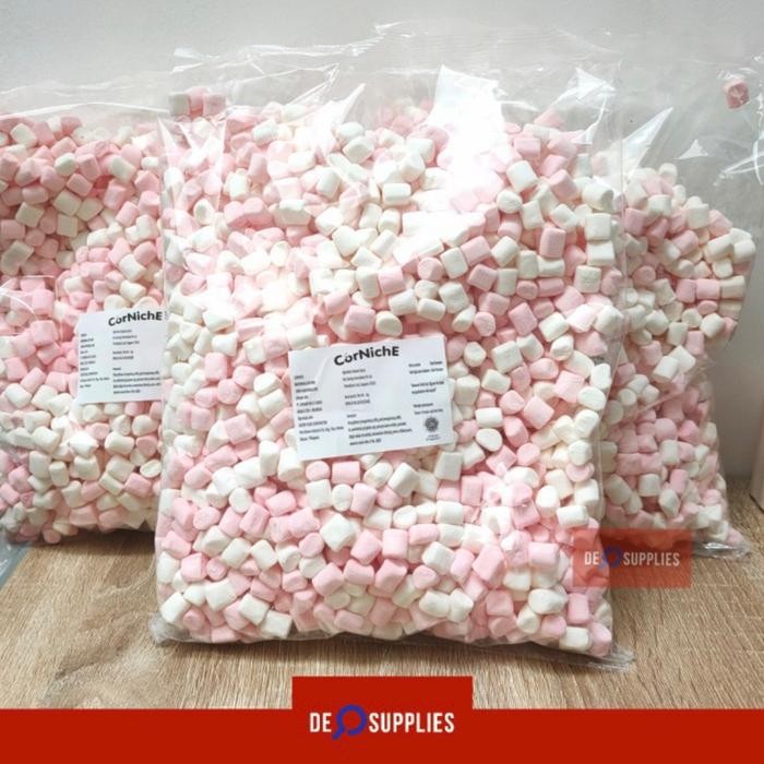 

MOOBEEN CORNICHE MINI MARSHMALLOW PINK WHITE 1KG - MARSHMELLOW MARSMELLOW MARSMELO PINK PUTIH 1 KG