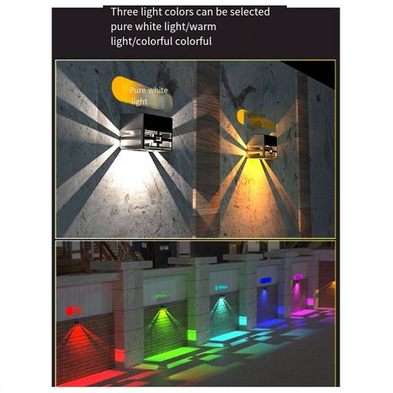 Solar Wall Lights Outdoor Fence Lights LED Waterproof Solar Stair Lights Exterior Patio Lights