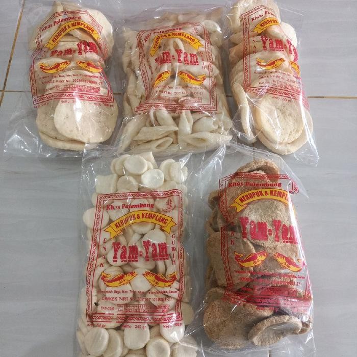 

kerupuk kemplang paket super Nagih isi 5bungkus(peser,kancing,buncis,mini,kulit)200gr