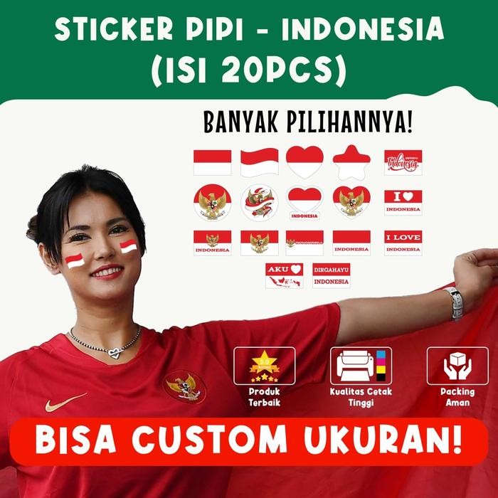 

(Allthebest) Sticker Bendera Pipi INDONESIA Kemerdekaan 17 Agustus Agustusan isi 20PCS Desain