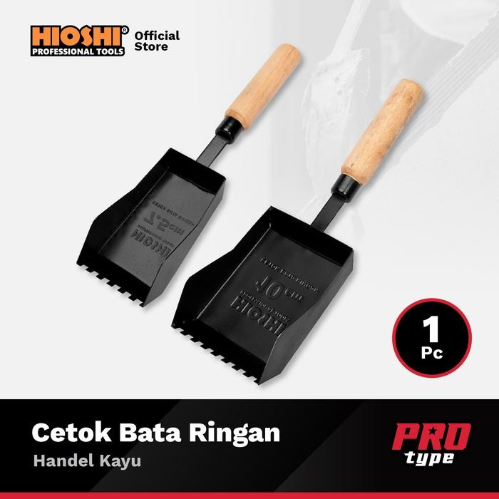 HIOSHI /CETOK BATA RINGAN/PLAT HITAM/TROWEL/HEBEL/SEMEN MORTAR/ 7.5CM 10CM/GAGANG KAYU - HD TERMURAH