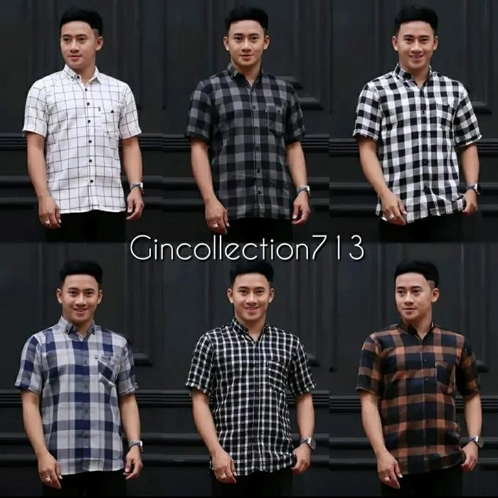 NEW Kemeja Flanel Lengan Pendek Pria Kemeja Pria Lengan Pendek Premium [terbaik][terlaris]