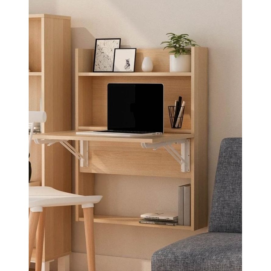 Meja Tulis Kerja Belajar Gantung Dinding Lipat Rak Buku 60Cm Bandung