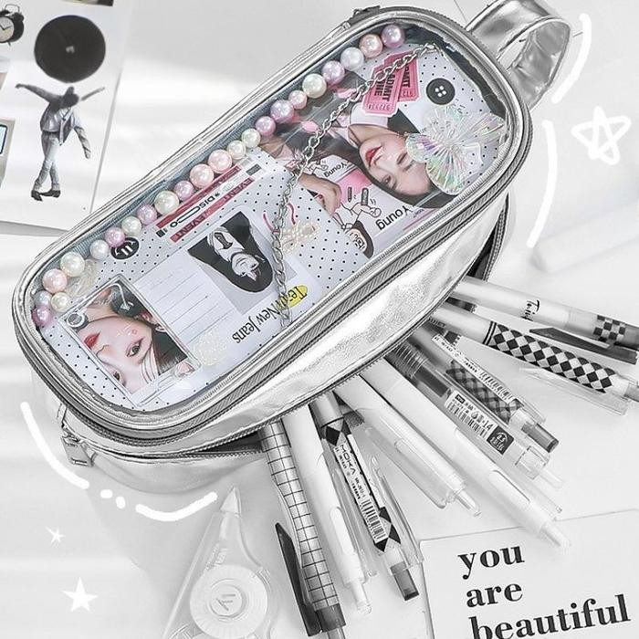 

Kotak Pensil Diy Pencil Case Aesthetic Large Tempat Pensil Transparan Pen Pouch Lucu Stationery