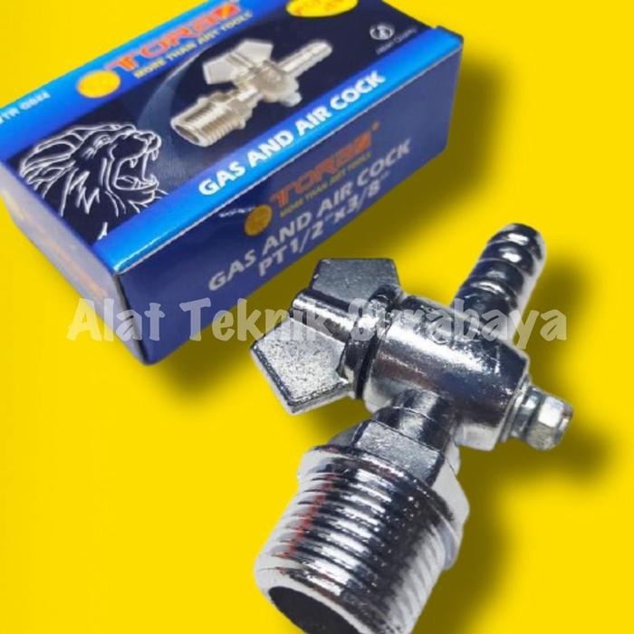 Kran Gas & Angin / Stop Keran Gas & Air Cock Tora 1/2" Inch X Pt 3/8