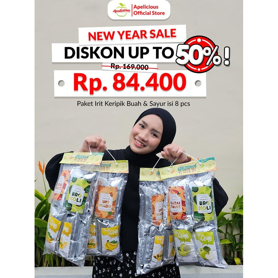 

Sedia APELICIOUS Paket Irit Keripik Buah dan Sayur Apelicious Isi 8pcs 35gr Nangka, Wortel, Brokoli,