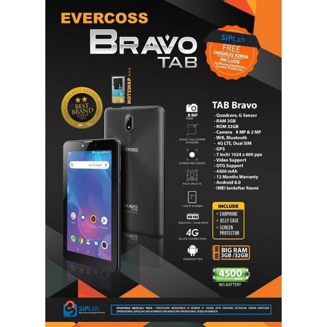 (Allthebest) Tablet Evercoss Bravo Tab 3/32 Ram 3GB Internal 32GB Garansi Resmi