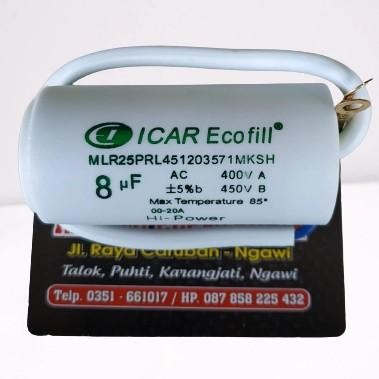 (Allthebest) KAPASITOR BULAT ICAR ECOFILL 8 uf / 400v KAPASITOR POMPA AIR
