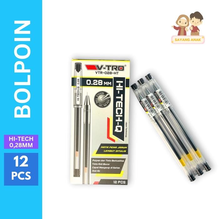 

[1 PACK] BOLPOIN HITAM HI-TECH 0,28MM / PENA HITAM HI-TECH
