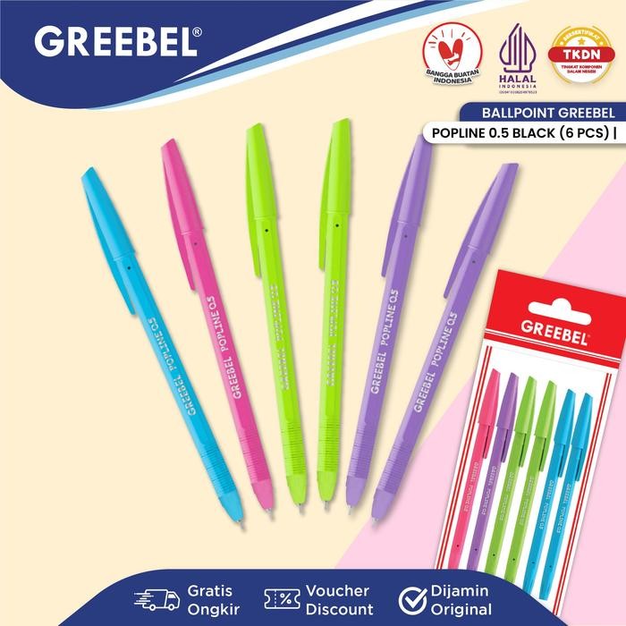 

GREEBEL Ballpen Pulpen Pena (POPLINE 0.5 BLACK) / Alat Tulis Kantor Sekolah Anak