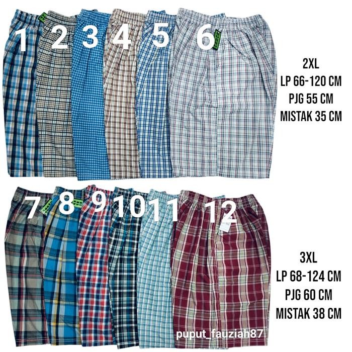 Promo Celana Pendek Kotak Bahan Katun Merk Bobbo Jumbo Termurah