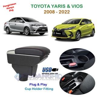 Armrest Mobil Toyota Vios Yaris 20 - 2022 Console Box 7 USB Port Charger + LED Baut Car