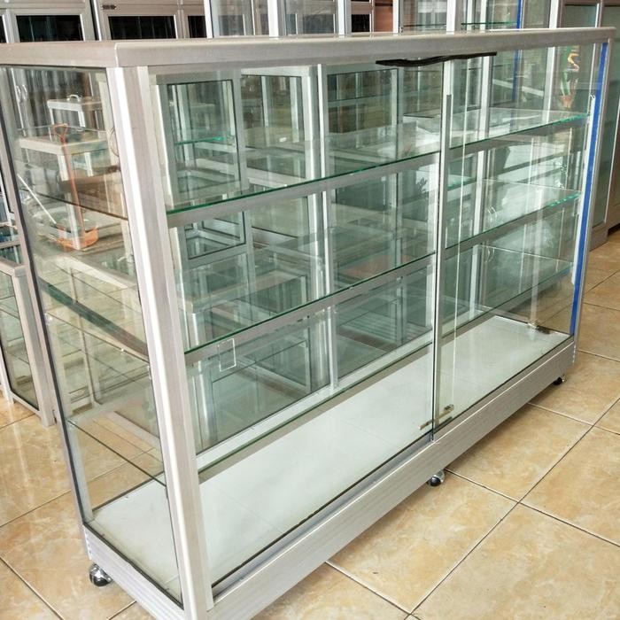 Etalase kaca 1.5 meter murah kaca tebal 5mm