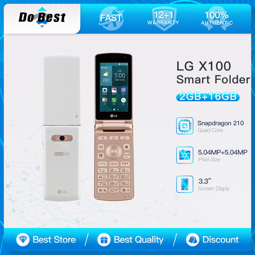 Original LG Smart Folder 4G LTE Mobile Phone Unlocked LG X100 3.3'' 2GB RAM 16GB ROM 4.9MP Camera FM