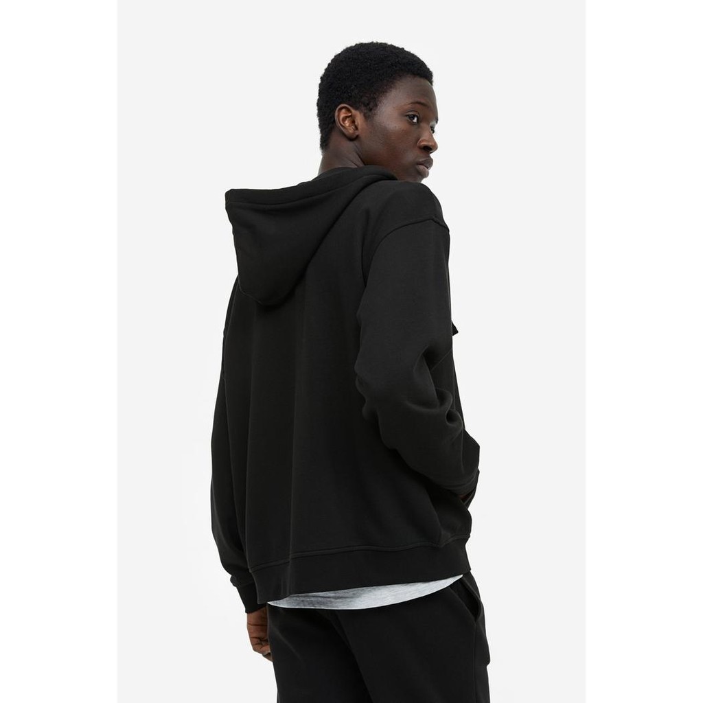 H&M Relaxed Fit Zip Through Hoodie - Black