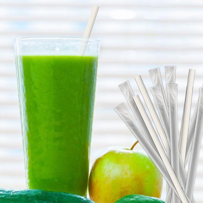 Sedotan Kertas Buble Boba Jumbo Steril Cover Kertas Paper Straw Isi 100pcs