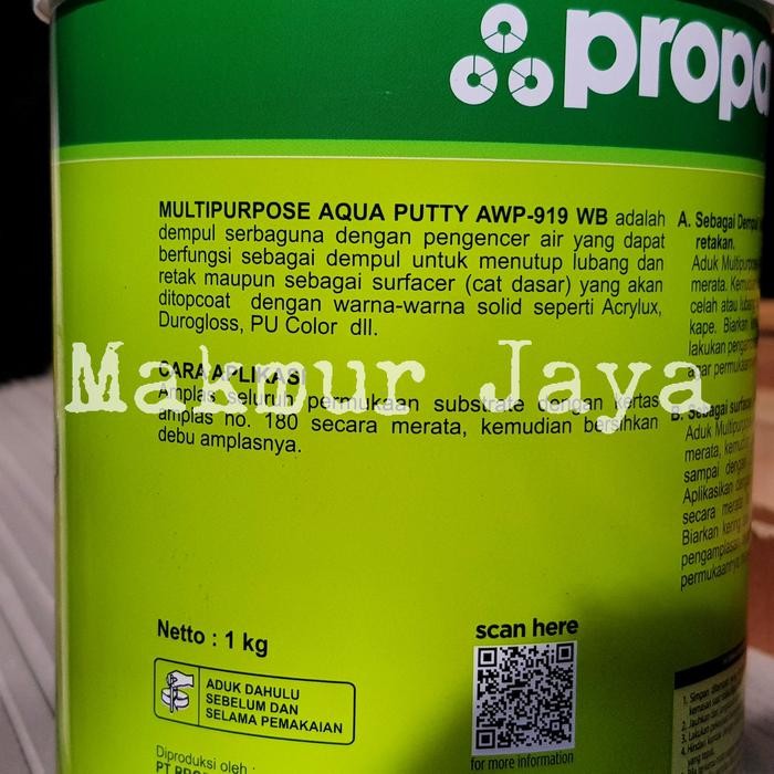 Propan Aqua Putty Putih Dempul Kayu Water Based