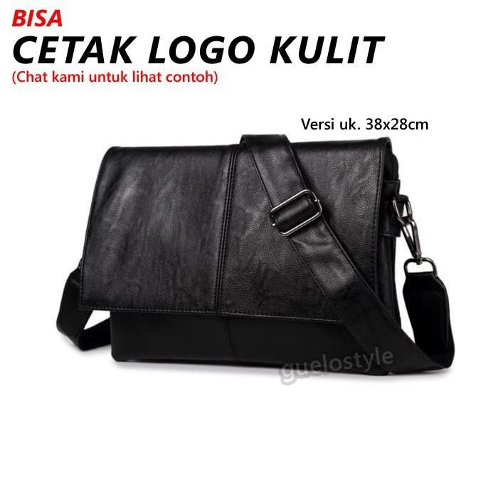 tas selempang laptop kerja pria kulit hitam