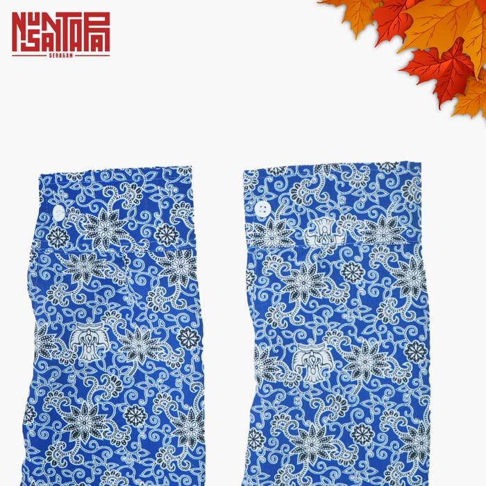 (Expert) Baju Batik Sekolah Bunga Rampe Biru Size SMP/SMA Lengan Panjang