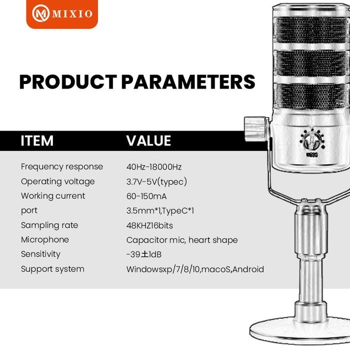 (Expert) MIXIO TL-H1 Condenser Microphone USB Type-C with RGB Streaming &Gaming