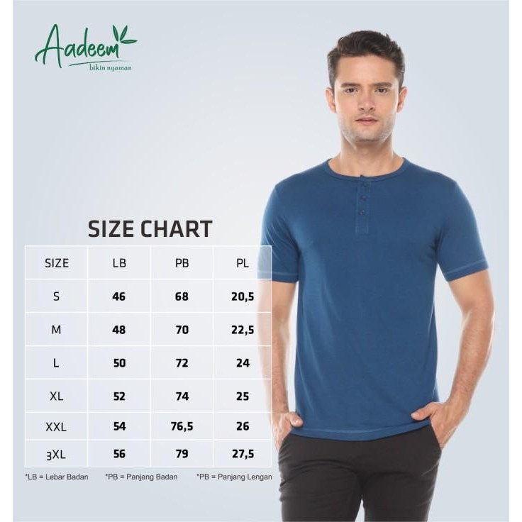 (Expert) Kaos Henley Pria Aadeem / Kaos Henley Katun Bambu / Kaos Kancing 3
