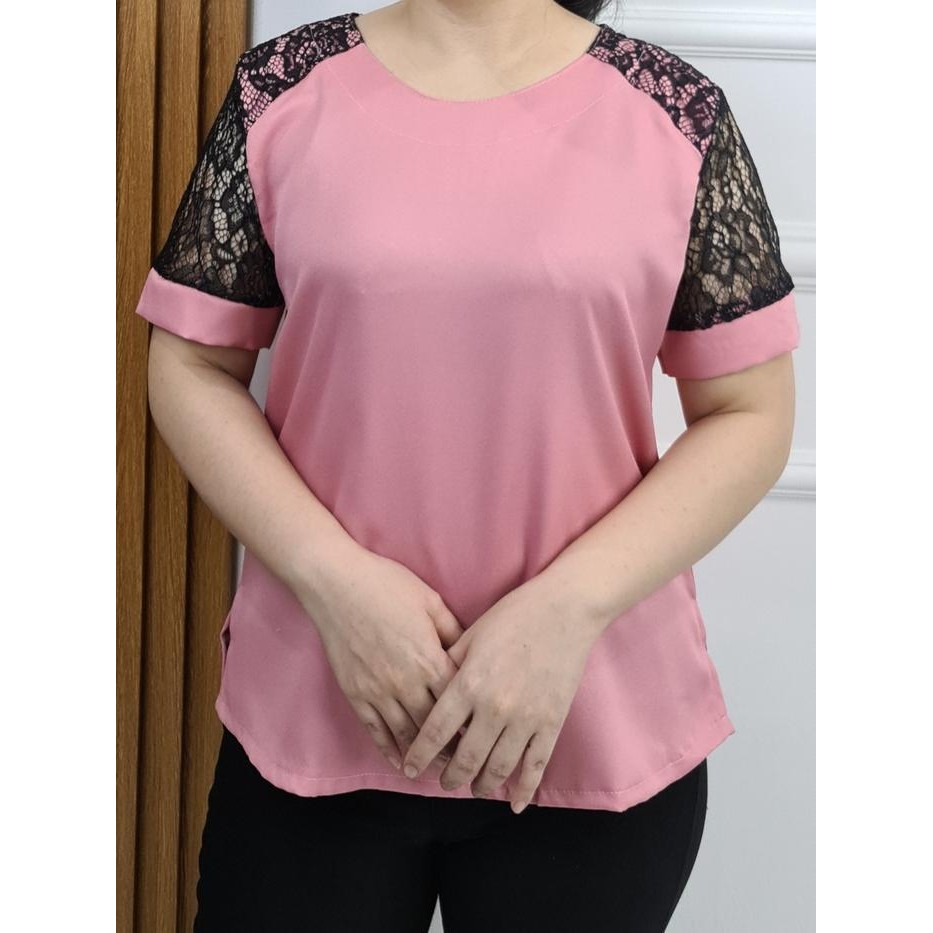 (Expert) LVL - Blus Jumbo Wanita Stela Brukat Atasan Blouse Cewek Model Baru Kombinasi Baju Casual