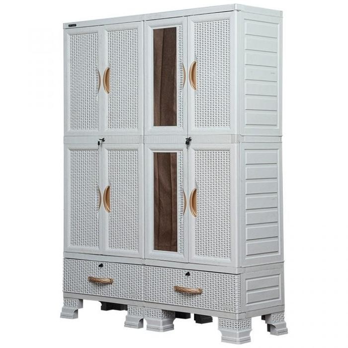 Lemari Pakaian Plastik Napolly Cabro 466.22 Dk / Lemari 4 Pintu + Kaca