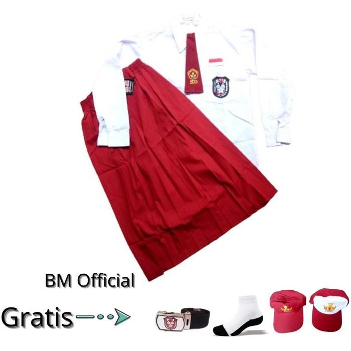 Baju Seragam Merah Putih Anak Sekolah Sd Panjang Cewek Cewe Perempuan