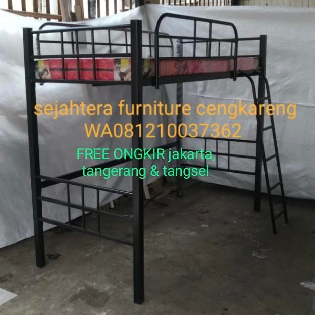 Ranjang Susun Besi Tempat Tidur Tingkat Bawah Kolong Buat Meja Kokoh