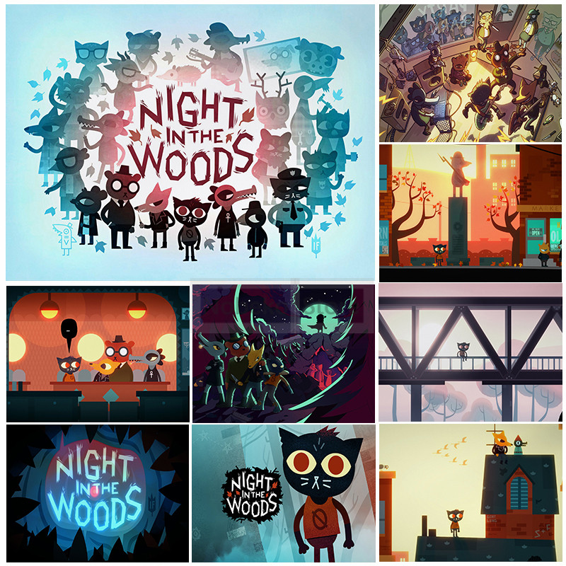 Night In The Woods Poster Classic Cartoon Animal Games Cat Prints Canvas Painting Wall Art Pictures