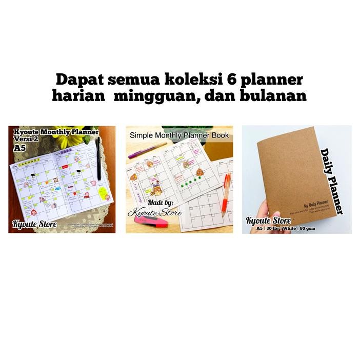

Paket 6 Buku Planner Daily Weekly Monthly Kyoute Agenda Kegiatan A5